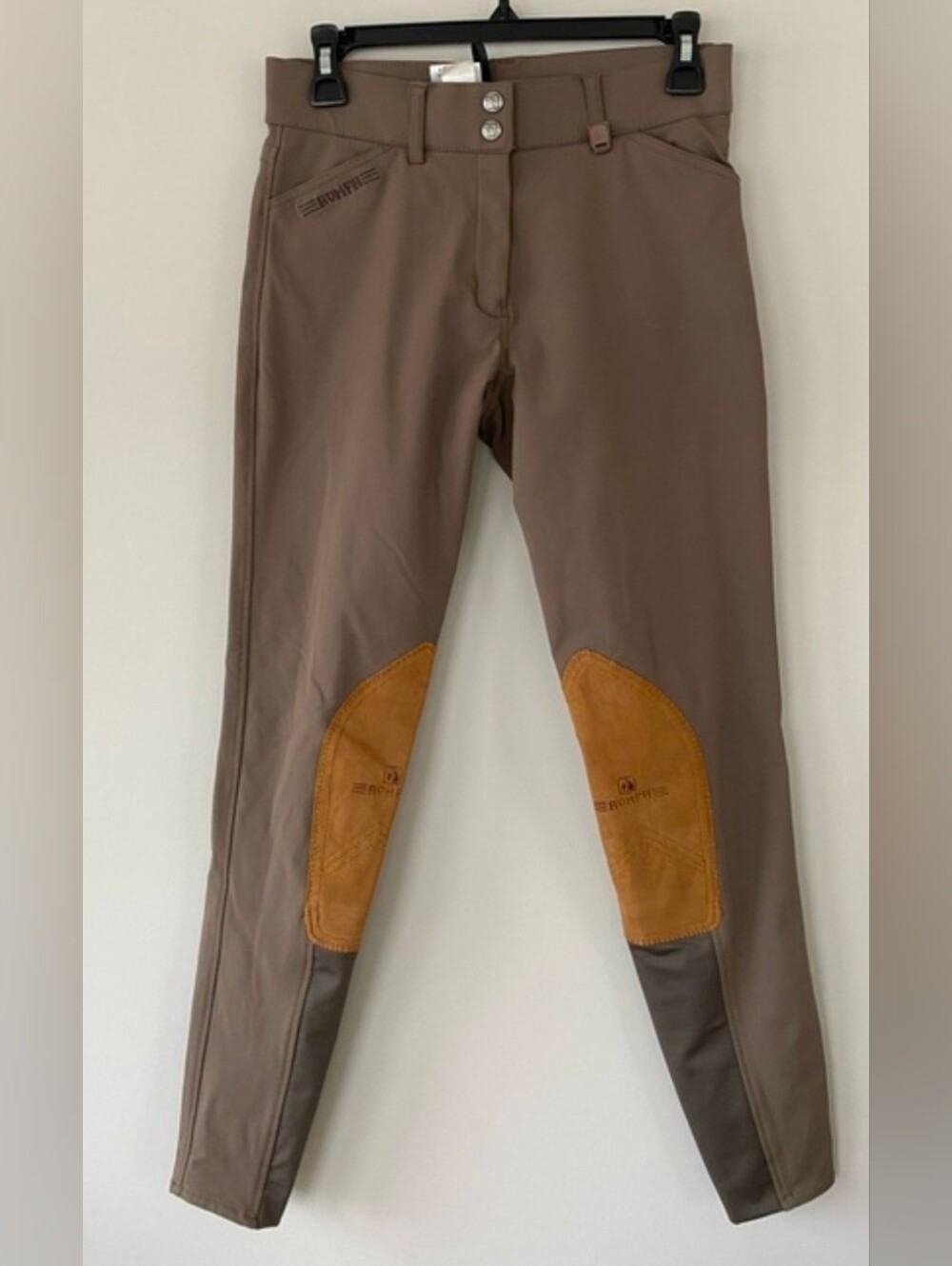 EUC Romfh Size 26L Serafina Breeches Euro Seat Taupe Walnut Knee Patch